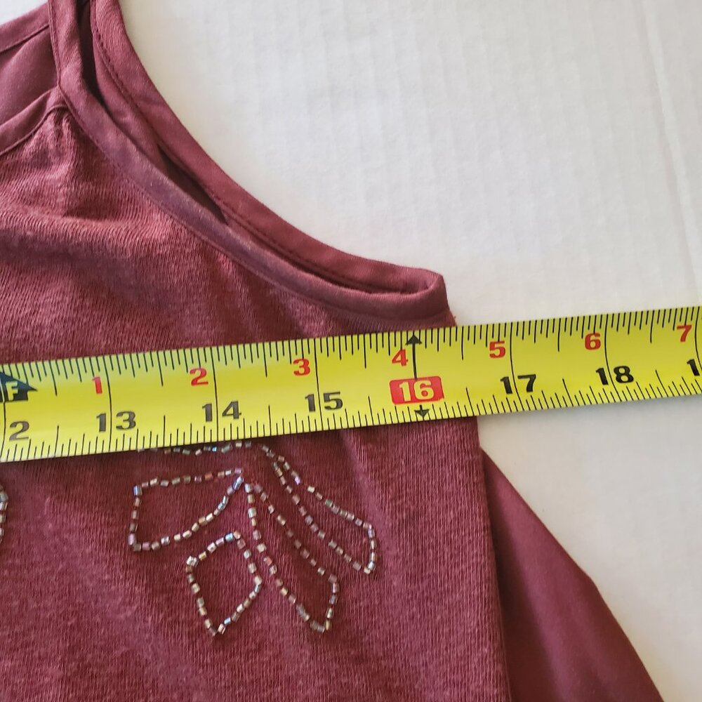 Anthropologie Alison Small Beaded Tank Top Chocolate Brown Embellished Leaves - Picture 14 of 16